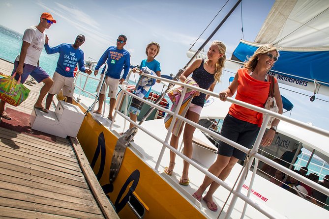 Aruba Morning Snorkel Sail aboard Palm Pleasure Catamaran - De Palm Pier at 9:00: the catamaran day starts fast