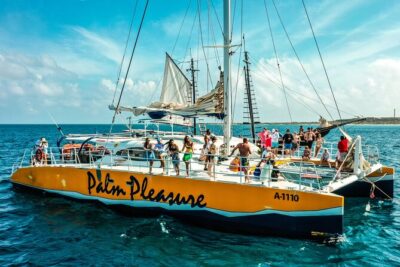 Aruba Morning Snorkel Sail aboard Palm Pleasure Catamaran - SNUBA option at 20 feet: for people who want underwater without classic gear